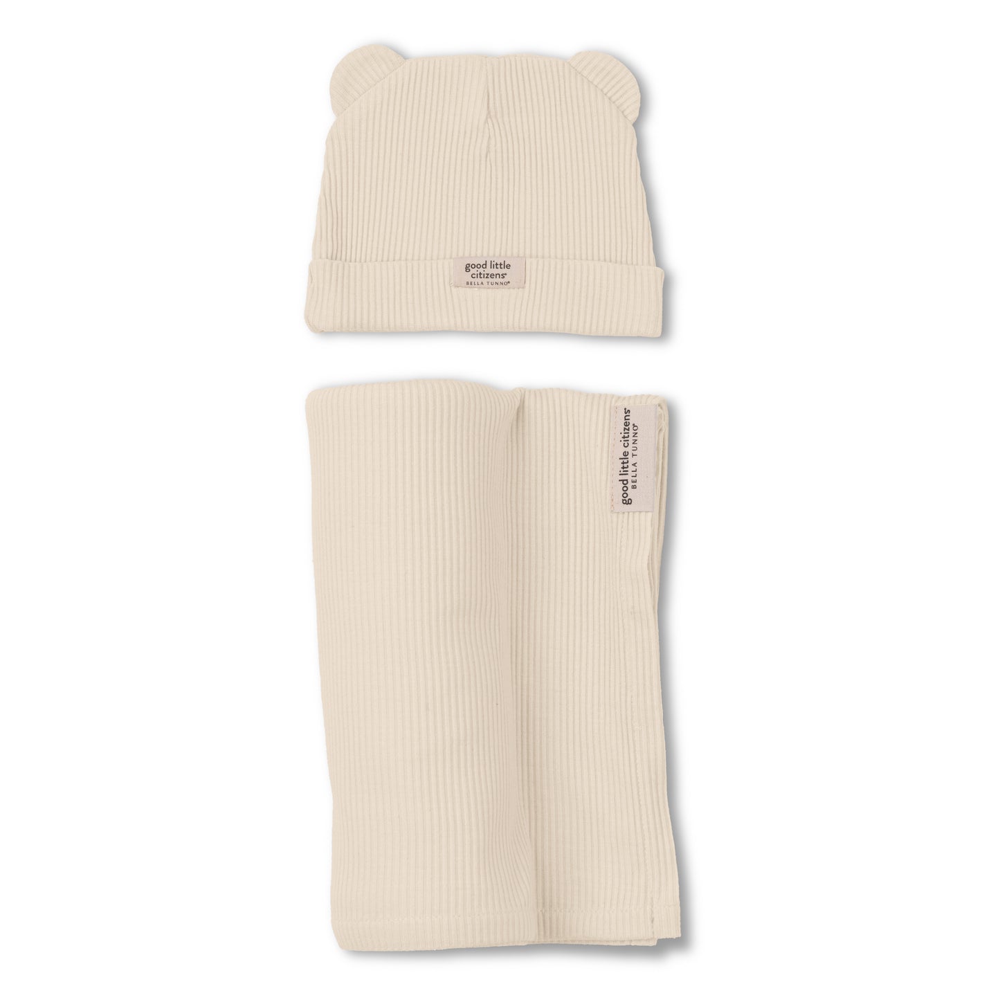 Rib Swaddle & Beanie Set Linen