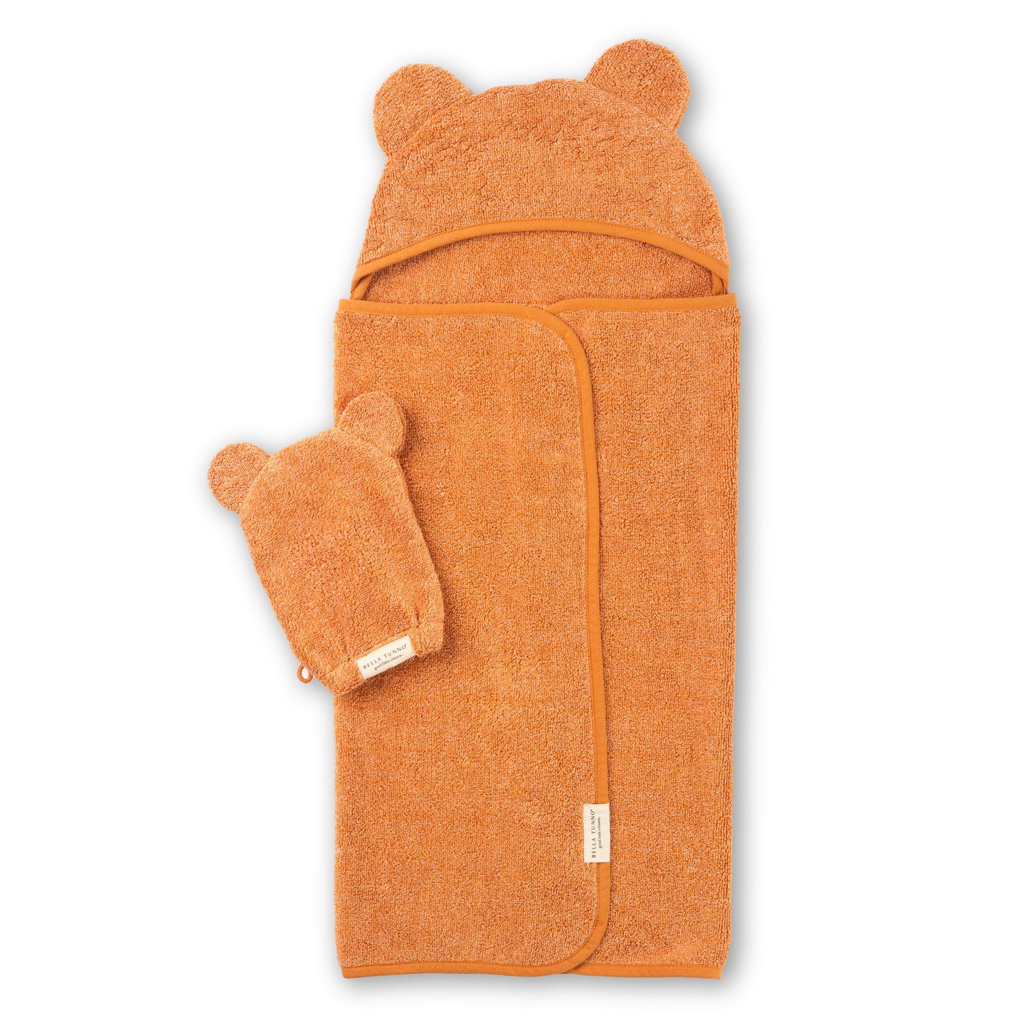 Hooded Towel + Wash Mitt Set Pumpkin