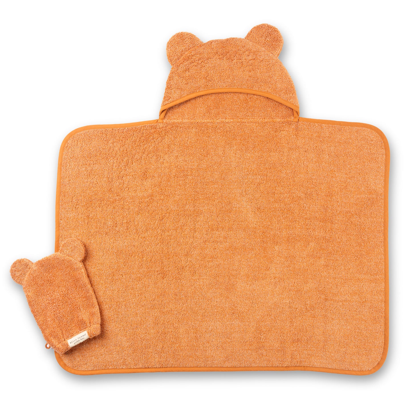 Hooded Towel + Wash Mitt Set Pumpkin