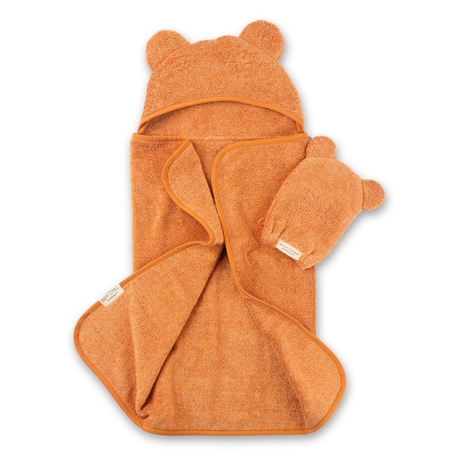 Hooded Towel + Wash Mitt Set Pumpkin