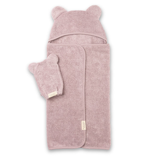 Hooded Towel + Wash Mitt Set Orchid