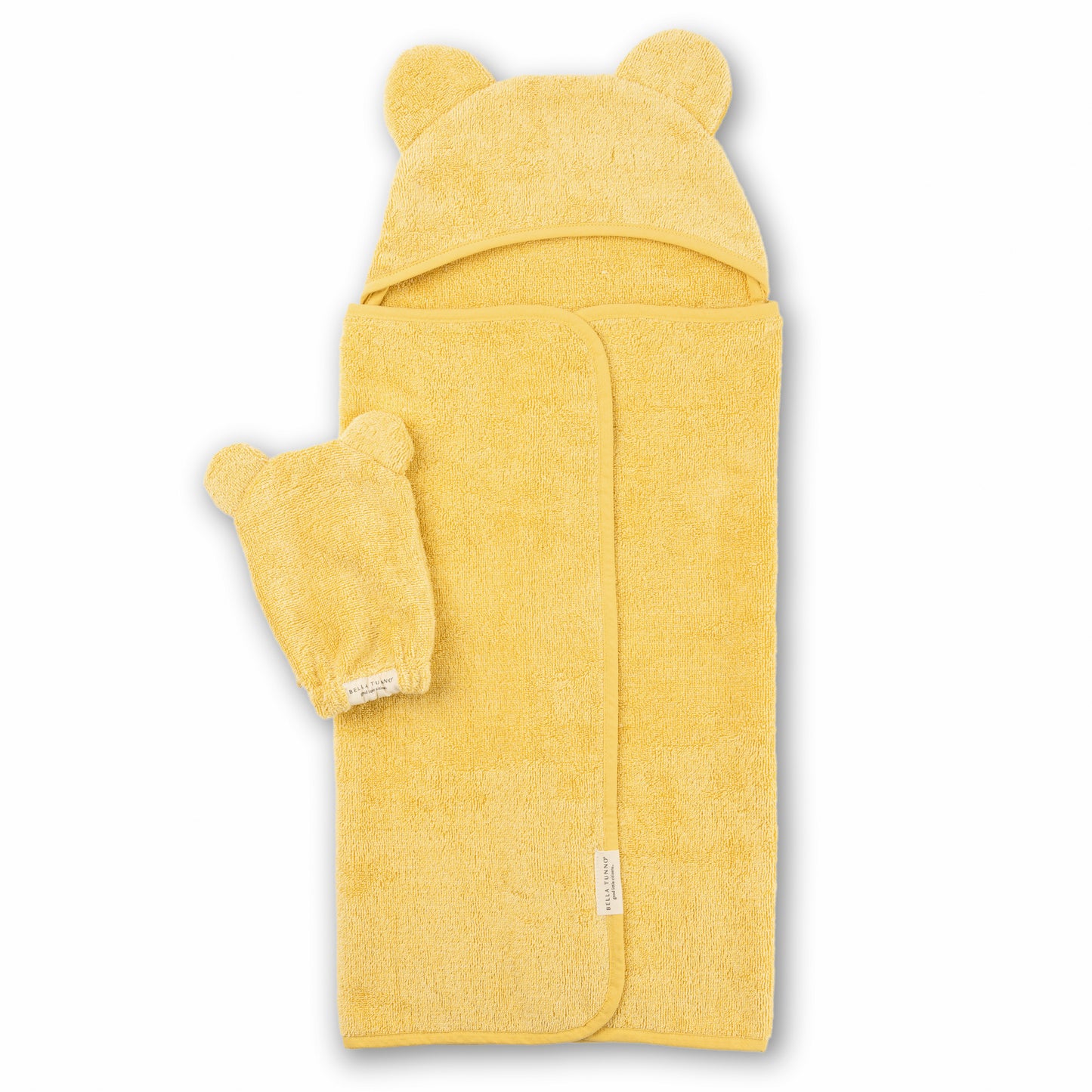 Hooded Towel + Wash Mitt Set Sunshine